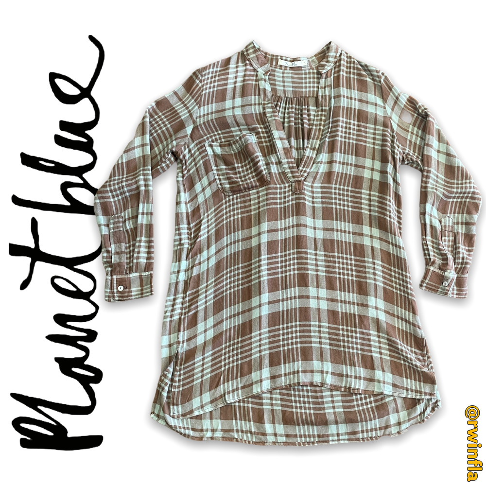 Tru Blu x Planet Blue Plaid Shirt Dress Retro 90's Grunge Women's Size Medium
